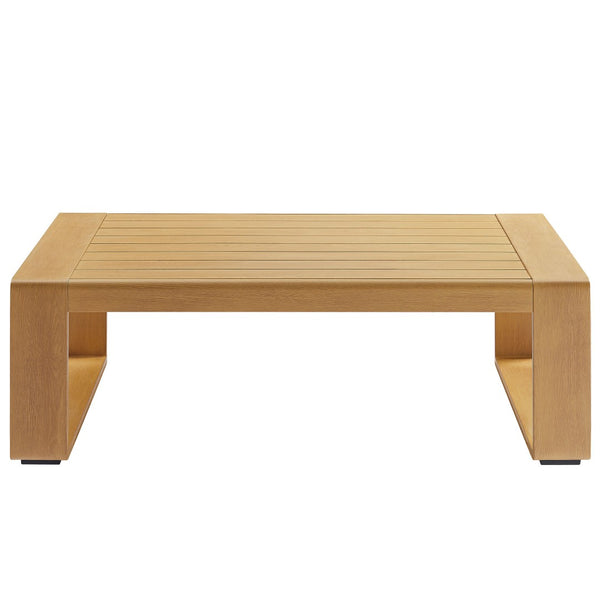 Modway Furniture Lirienne Outdoor Coffee Table - Durable Aluminum with Faux Wood Finish for Stylish Patio Living EEI-7299-NAT