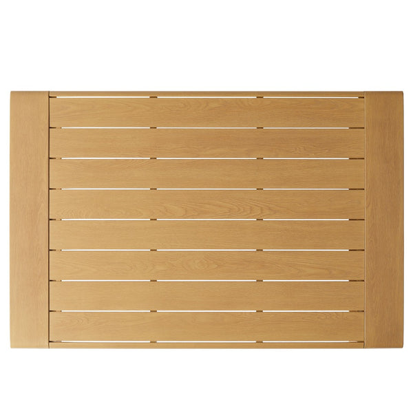 Modway Furniture Lirienne Outdoor Coffee Table - Durable Aluminum with Faux Wood Finish for Stylish Patio Living EEI-7299-NAT