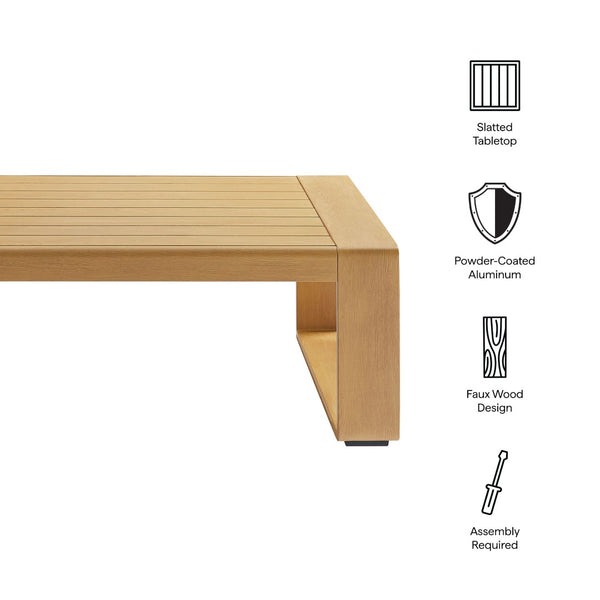 Modway Furniture Lirienne Outdoor Coffee Table - Durable Aluminum with Faux Wood Finish for Stylish Patio Living EEI-7299-NAT