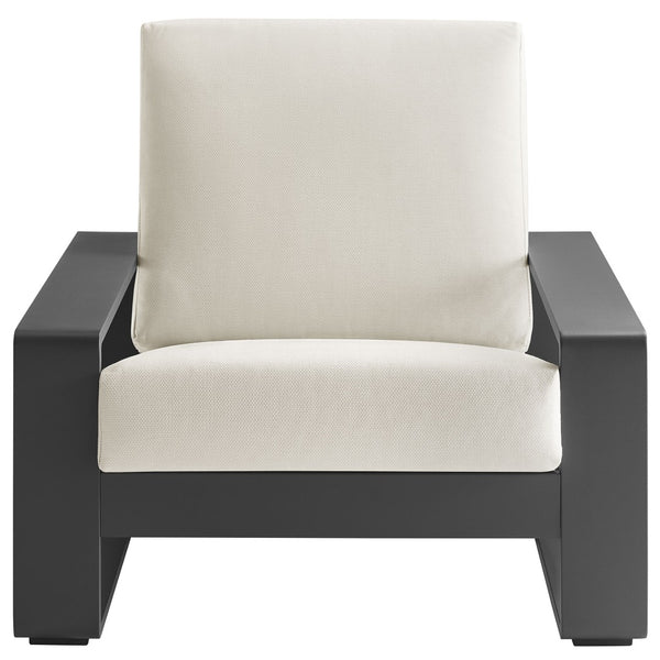 Modway Furniture Lirienne Outdoor Patio Armchair Set of 2 - Stylish Aluminum Faux Wood Design for Cozy Lounging Cream EEI-7308-CRE-GRY