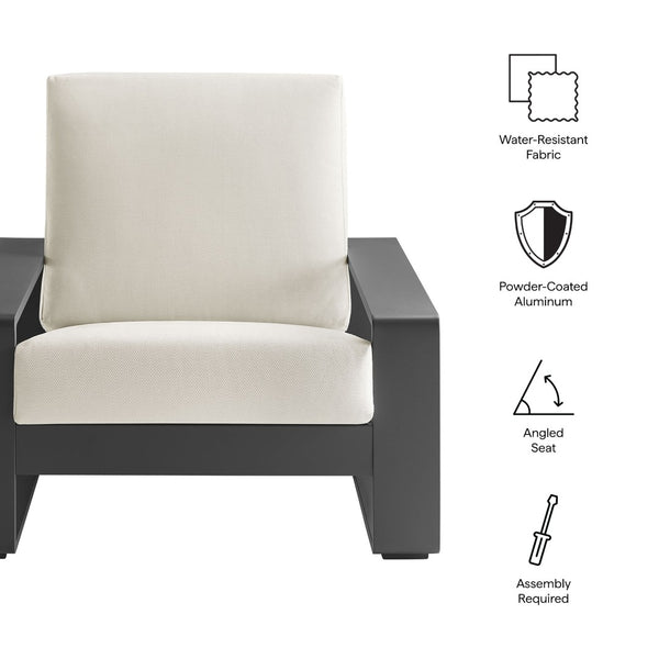 Modway Furniture Lirienne Outdoor Patio Armchair - Modern Aluminum Club Chair for Stylish Relaxation & Comfort Cream Gray EEI-7300-CRE-GRY