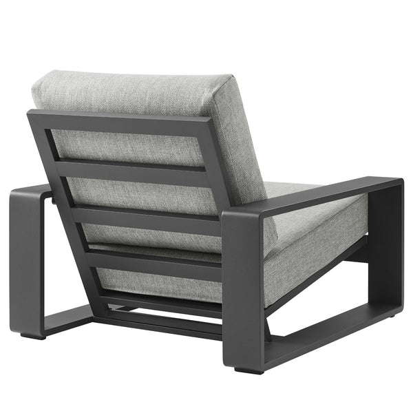 Modway Furniture Lirienne Outdoor Patio Armchair - Modern Aluminum Club Chair for Stylish Relaxation & Comfort Light Gray Gray EEI-7300-LGR-GRY