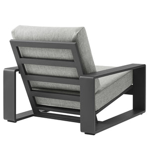 Modway Furniture Lirienne Outdoor Patio Armchair Set of 2 - Stylish Aluminum Faux Wood Design for Cozy Lounging Light Gray EEI-7308-LGR-GRY