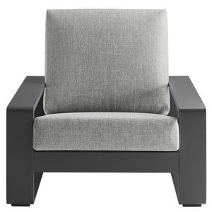 Modway Furniture Lirienne Outdoor Patio Armchair - Modern Aluminum Club Chair for Stylish Relaxation & Comfort Light Gray Gray EEI-7300-LGR-GRY