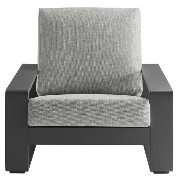 Modway Furniture Lirienne Outdoor Patio Armchair - Modern Aluminum Club Chair for Stylish Relaxation & Comfort Light Gray Gray EEI-7300-LGR-GRY