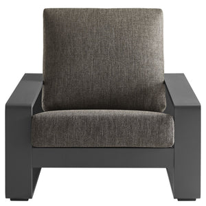 Modway Furniture Lirienne Outdoor Patio Armchair Set of 2 - Stylish Aluminum Faux Wood Design for Cozy Lounging Smoke EEI-7308-SMO-GRY