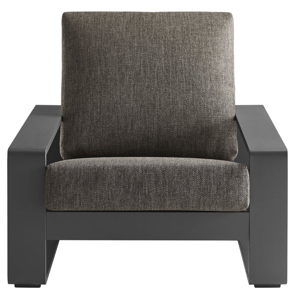 Modway Furniture Lirienne Outdoor Patio Armchair Set of 2 - Stylish Aluminum Faux Wood Design for Cozy Lounging Smoke EEI-7308-SMO-GRY