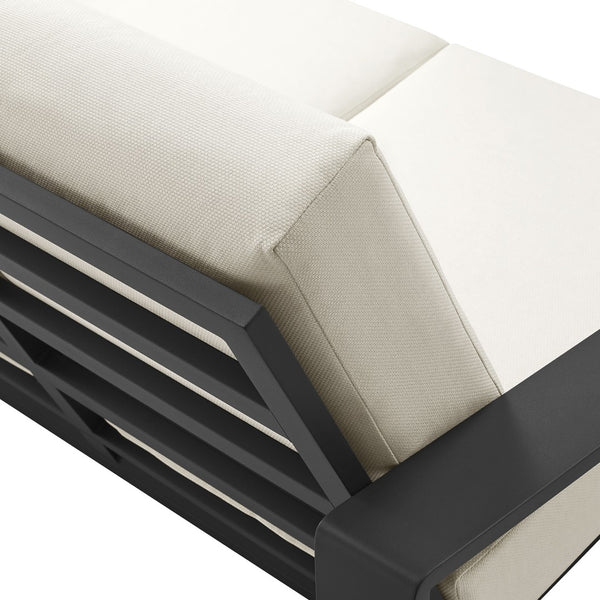 Modway Furniture Lirienne Outdoor Patio Aluminum Loveseat - Modern Design, Weather-Resistant, All-Day Comfort Seating Cream Gray EEI-7301-CRE-GRY