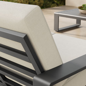 Modway Furniture Lirienne Outdoor Patio Aluminum Loveseat - Modern Design, Weather-Resistant, All-Day Comfort Seating Cream Gray EEI-7301-CRE-GRY