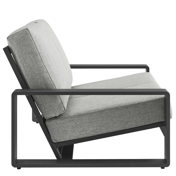 Modway Furniture Lirienne Outdoor Patio Aluminum Loveseat - Modern Design, Weather-Resistant, All-Day Comfort Seating Light Gray Gray EEI-7301-LGR-GRY