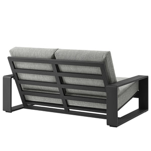 Modway Furniture Lirienne Outdoor Patio Aluminum Loveseat - Modern Design, Weather-Resistant, All-Day Comfort Seating Light Gray Gray EEI-7301-LGR-GRY