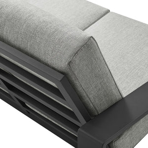 Modway Furniture Lirienne Outdoor Patio Aluminum Loveseat - Modern Design, Weather-Resistant, All-Day Comfort Seating Light Gray Gray EEI-7301-LGR-GRY