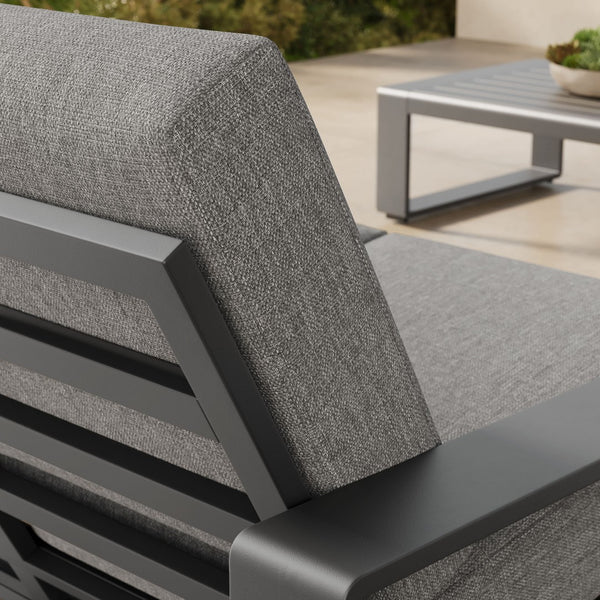 Modway Furniture Lirienne Outdoor Patio Aluminum Loveseat - Modern Design, Weather-Resistant, All-Day Comfort Seating Light Gray Gray EEI-7301-LGR-GRY