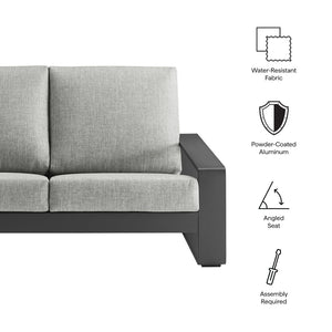 Modway Furniture Lirienne Outdoor Patio Aluminum Loveseat - Modern Design, Weather-Resistant, All-Day Comfort Seating Light Gray Gray EEI-7301-LGR-GRY