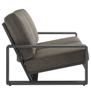 Modway Furniture Lirienne Outdoor Patio Aluminum Loveseat - Modern Design, Weather-Resistant, All-Day Comfort Seating Smoke Gray EEI-7301-SMO-GRY