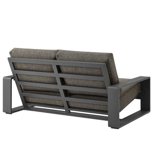 Modway Furniture Lirienne Outdoor Patio Aluminum Loveseat - Modern Design, Weather-Resistant, All-Day Comfort Seating Smoke Gray EEI-7301-SMO-GRY