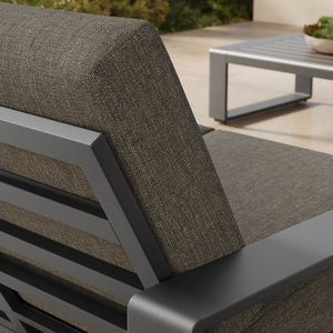 Modway Furniture Lirienne Outdoor Patio Aluminum Loveseat - Modern Design, Weather-Resistant, All-Day Comfort Seating Smoke Gray EEI-7301-SMO-GRY