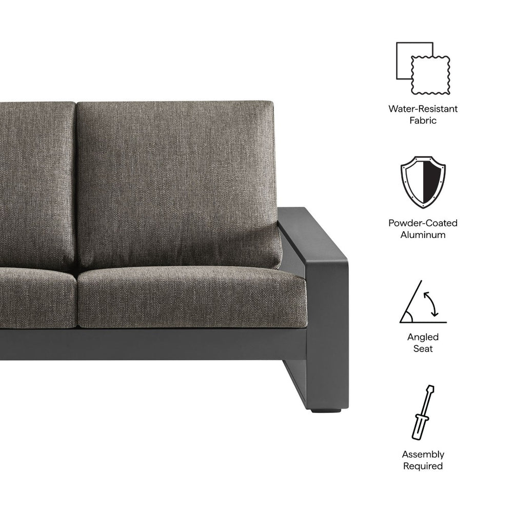 Modway Furniture Lirienne Outdoor Patio Aluminum Loveseat - Modern Design, Weather-Resistant, All-Day Comfort Seating Smoke Gray EEI-7301-SMO-GRY