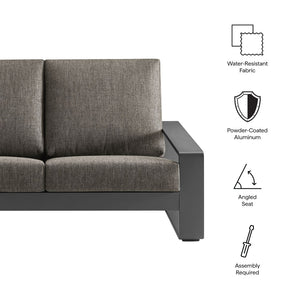 Modway Furniture Lirienne Outdoor Patio Aluminum Loveseat - Modern Design, Weather-Resistant, All-Day Comfort Seating Smoke Gray EEI-7301-SMO-GRY