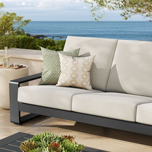 Modway Furniture Lirienne Outdoor Patio Aluminum Sofa - Modern Comfort with Weather-Resistant Upholstery & Style Cream Gray EEI-7302-CRE-GRY
