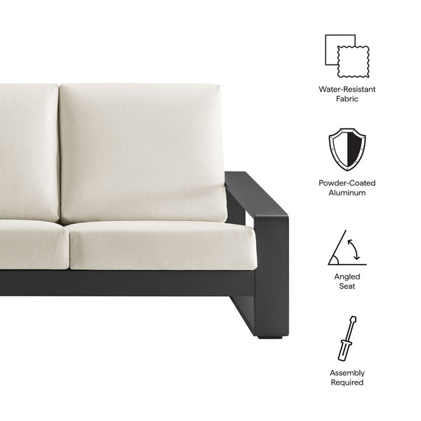 Modway Furniture Lirienne Outdoor Patio Aluminum Sofa - Modern Comfort with Weather-Resistant Upholstery & Style Cream Gray EEI-7302-CRE-GRY