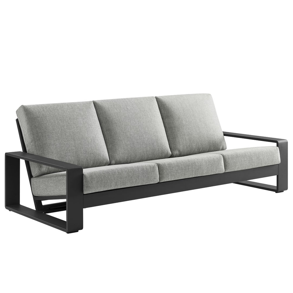 Modway Furniture Lirienne Outdoor Patio Aluminum Sofa - Modern Comfort with Weather-Resistant Upholstery & Style Light Gray Gray EEI-7302-LGR-GRY