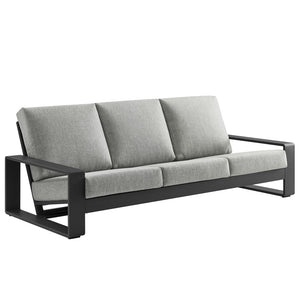 Modway Furniture Lirienne Outdoor Patio Aluminum Sofa - Modern Comfort with Weather-Resistant Upholstery & Style Light Gray Gray EEI-7302-LGR-GRY