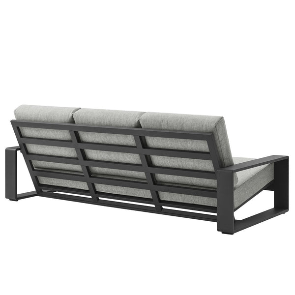 Modway Furniture Lirienne Outdoor Patio Aluminum Sofa - Modern Comfort with Weather-Resistant Upholstery & Style Light Gray Gray EEI-7302-LGR-GRY