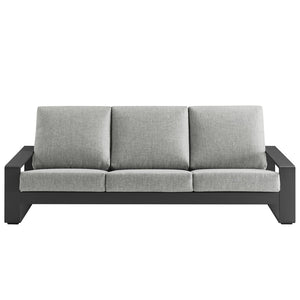 Modway Furniture Lirienne Outdoor Patio Aluminum Sofa - Modern Comfort with Weather-Resistant Upholstery & Style Light Gray Gray EEI-7302-LGR-GRY