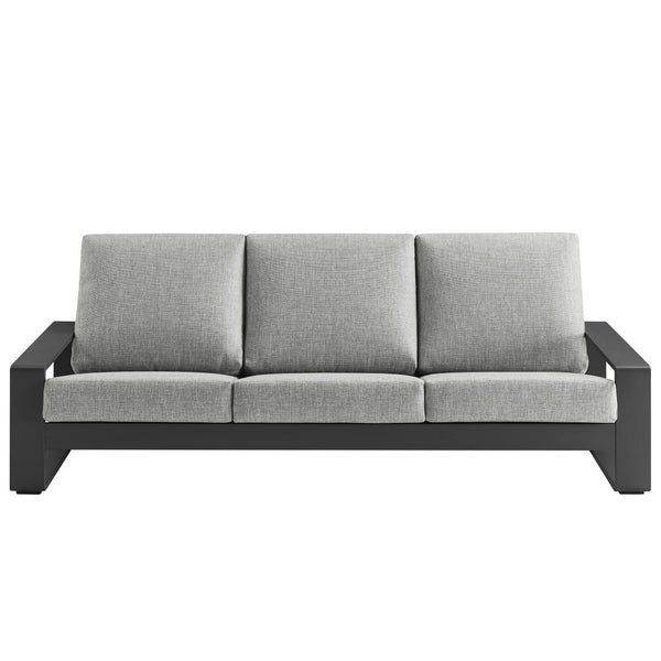 Modway Furniture Lirienne Outdoor Patio Aluminum Sofa - Modern Comfort with Weather-Resistant Upholstery & Style Light Gray Gray EEI-7302-LGR-GRY