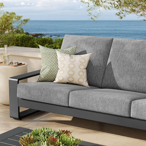 Modway Furniture Lirienne Outdoor Patio Aluminum Sofa - Modern Comfort with Weather-Resistant Upholstery & Style Light Gray Gray EEI-7302-LGR-GRY