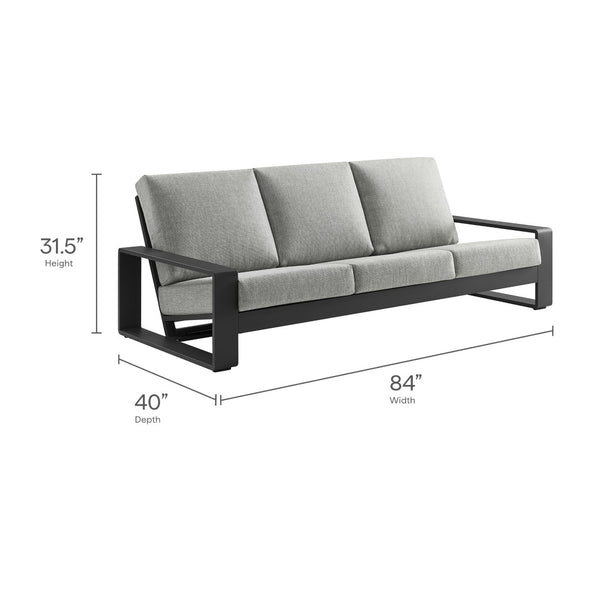 Modway Furniture Lirienne Outdoor Patio Aluminum Sofa - Modern Comfort with Weather-Resistant Upholstery & Style Light Gray Gray EEI-7302-LGR-GRY