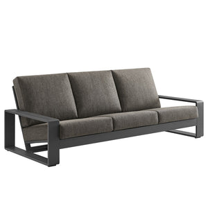Modway Furniture Lirienne Outdoor Patio Aluminum Sofa - Modern Comfort with Weather-Resistant Upholstery & Style Smoke Gray EEI-7302-SMO-GRY