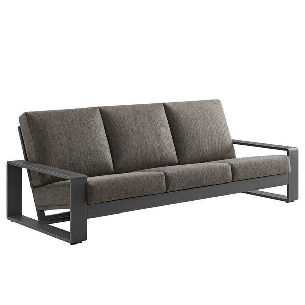 Modway Furniture Lirienne Outdoor Patio Aluminum Sofa - Modern Comfort with Weather-Resistant Upholstery & Style Smoke Gray EEI-7302-SMO-GRY