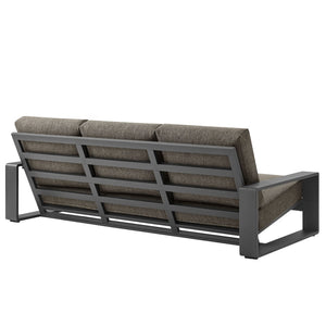 Modway Furniture Lirienne Outdoor Patio Aluminum Sofa - Modern Comfort with Weather-Resistant Upholstery & Style Smoke Gray EEI-7302-SMO-GRY