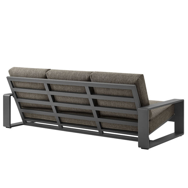 Modway Furniture Lirienne Outdoor Patio Aluminum Sofa - Modern Comfort with Weather-Resistant Upholstery & Style Smoke Gray EEI-7302-SMO-GRY