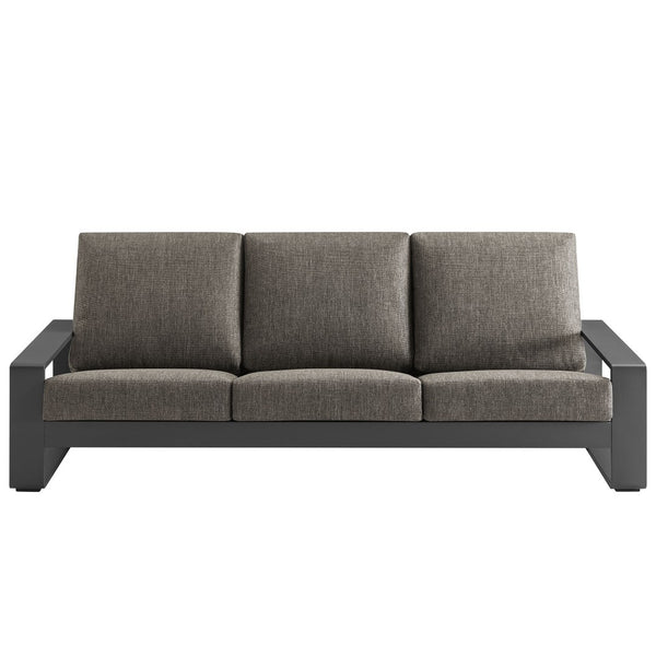 Modway Furniture Lirienne Outdoor Patio Aluminum Sofa - Modern Comfort with Weather-Resistant Upholstery & Style Smoke Gray EEI-7302-SMO-GRY