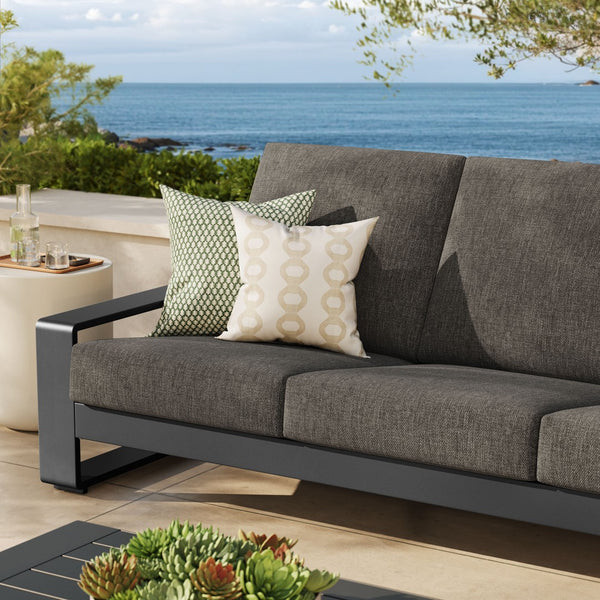 Modway Furniture Lirienne Outdoor Patio Aluminum Sofa - Modern Comfort with Weather-Resistant Upholstery & Style Smoke Gray EEI-7302-SMO-GRY