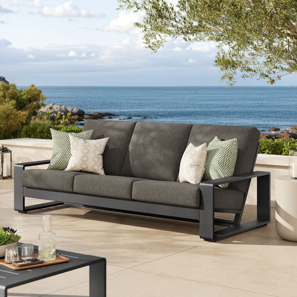 Modway Furniture Lirienne Outdoor Patio Aluminum Sofa - Modern Comfort with Weather-Resistant Upholstery & Style Smoke Gray EEI-7302-SMO-GRY
