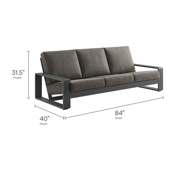 Modway Furniture Lirienne Outdoor Patio Aluminum Sofa - Modern Comfort with Weather-Resistant Upholstery & Style Smoke Gray EEI-7302-SMO-GRY