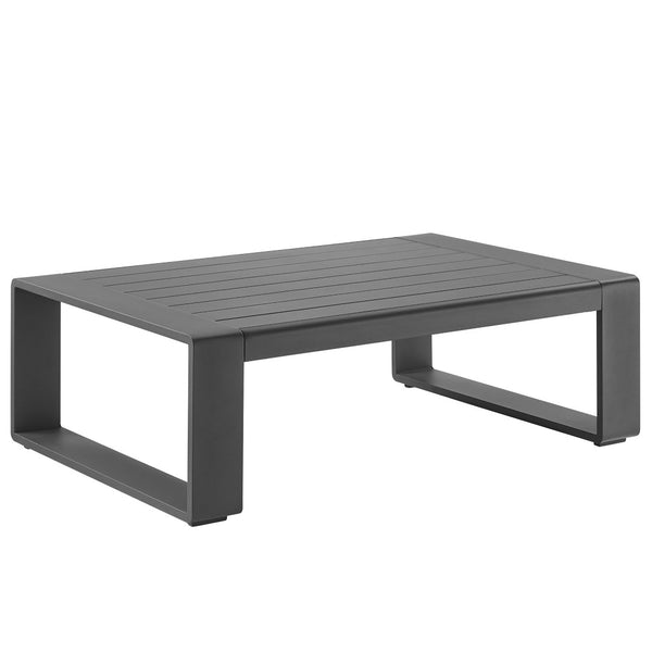 Modway Furniture Lirienne Outdoor Coffee Table - Modern Aluminum Design, Durable Slatted Top for Patios & Decks EEI-7303-GRY