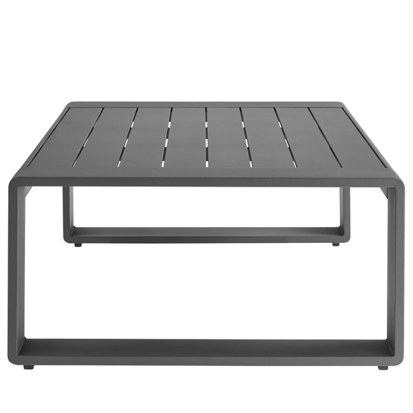 Modway Furniture Lirienne Outdoor Coffee Table - Modern Aluminum Design, Durable Slatted Top for Patios & Decks EEI-7303-GRY