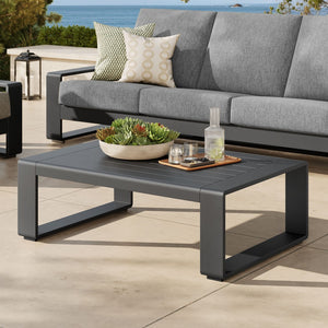 Modway Furniture Lirienne Outdoor Coffee Table - Modern Aluminum Design, Durable Slatted Top for Patios & Decks EEI-7303-GRY