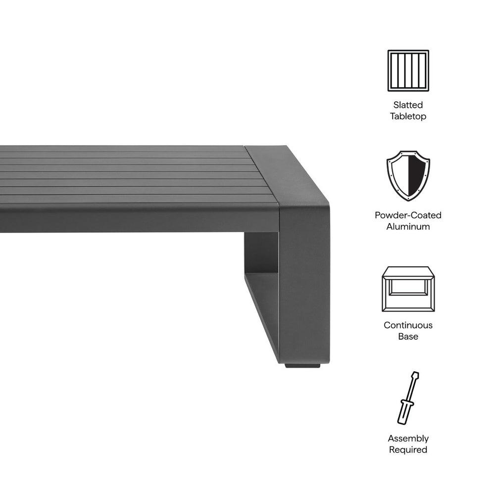 Modway Furniture Lirienne Outdoor Coffee Table - Modern Aluminum Design, Durable Slatted Top for Patios & Decks EEI-7303-GRY