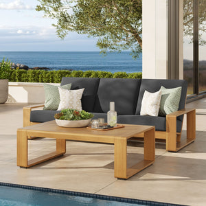 Modway Furniture Lirienne 2-Piece Outdoor Patio Aluminum Faux Wood Furniture Set for Stylish Comfort & Durability Charcoal Natural EEI-7304-CHA-NAT