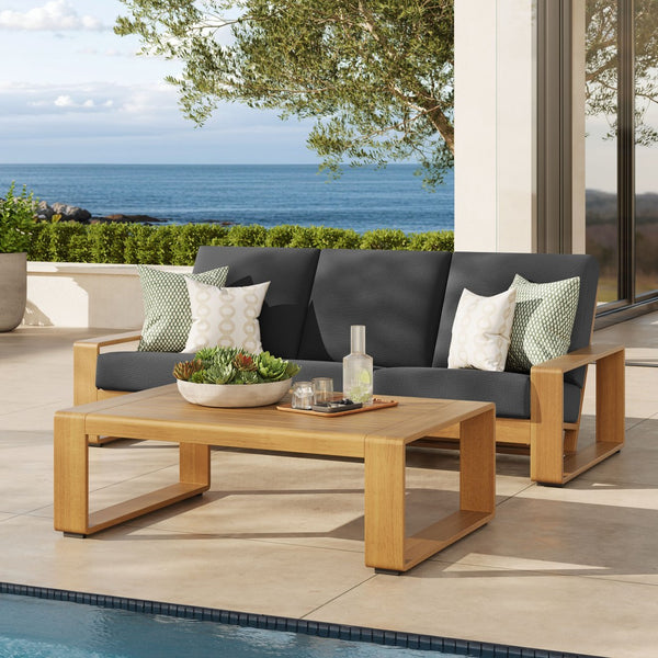 Modway Furniture Lirienne 2-Piece Outdoor Patio Aluminum Faux Wood Furniture Set for Stylish Comfort & Durability Charcoal Natural EEI-7304-CHA-NAT