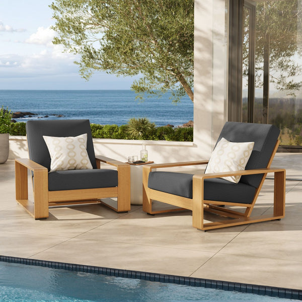 Modway Furniture Lirienne Outdoor Patio Armchair Set of 2 - Stylish Aluminum Frames with Plush Cushions for Comfort Charcoal Natural EEI-7305-CHA-NAT