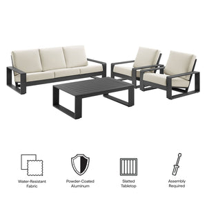 Modway Furniture Lirienne 4-Piece Outdoor Patio Aluminum Conversation Set - Modern, Durable, and Stylish Comfort Cream EEI-7306-CRE-GRY