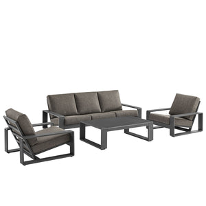 Modway Furniture Lirienne 4-Piece Outdoor Patio Aluminum Conversation Set - Modern, Durable, and Stylish Comfort Smoke EEI-7306-SMO-GRY