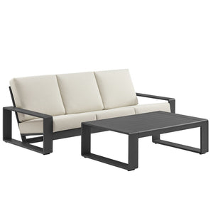 Modway Furniture Lirienne 2-Piece Outdoor Aluminum Patio Furniture Set for Modern Comfort and Stylish Lounging Cream Gray EEI-7307-CRE-GRY